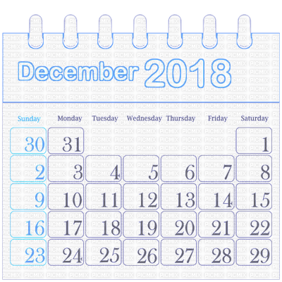 2018 december calendar - nemokama png