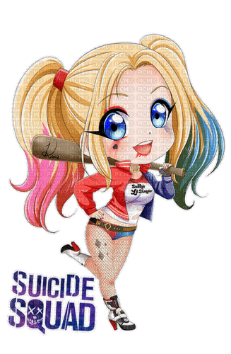 Harley Quinn, art , suicide_squad , ekaterina1985 , comics , harley_quinn ,  chibi , anime , manga - бесплатно png - PicMix