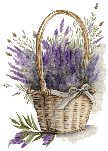 violet, lavender, basket, flowers, summer - png ฟรี