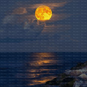Rena Hintergrund Wasser orange Moon - GIF animé gratuit