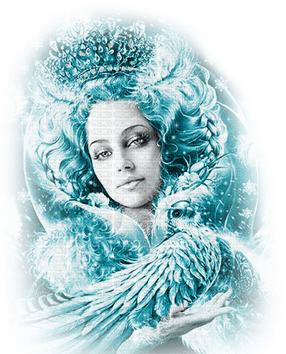 soave woman fantasy winter bird dove snow queen - PNG gratuit