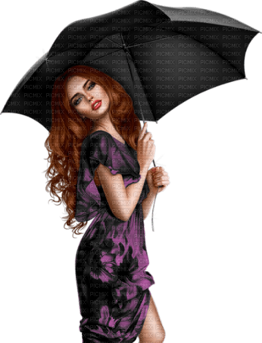 femme avec parapluie - nemokama png