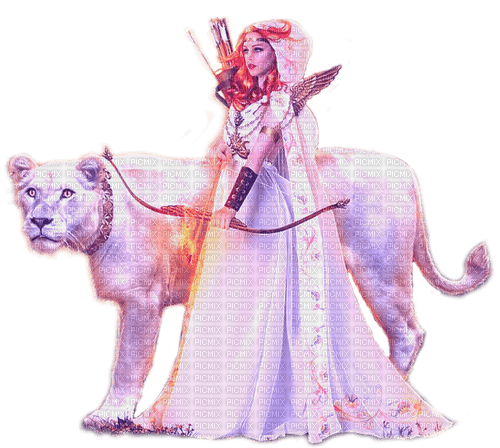 fantasy woman and lion  by nataliplus - zdarma png