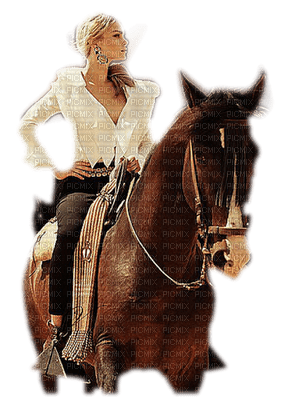 woman rides a horse - PNG gratuit