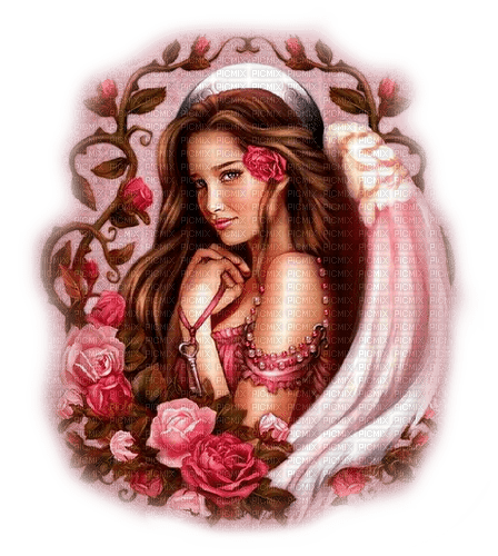 Rose Angel.Green.Pink - By KittyKatLuv65 - zadarmo png