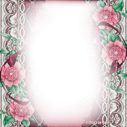 soave frame vintage flowers lace pink green - png ฟรี