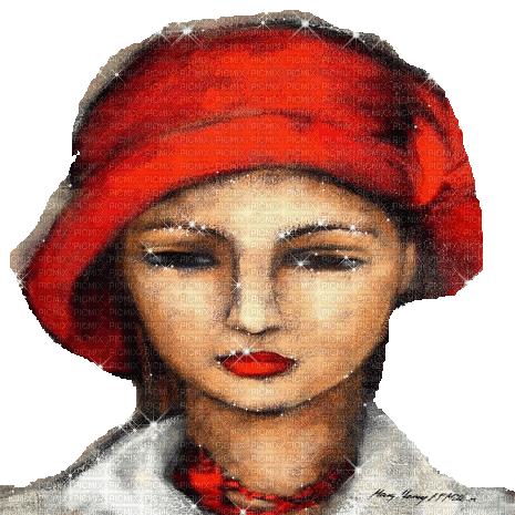 animated red woman glitter femme hat - GIF animado grátis