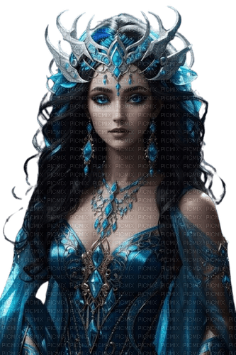 blue fantasy teal woman - png grátis