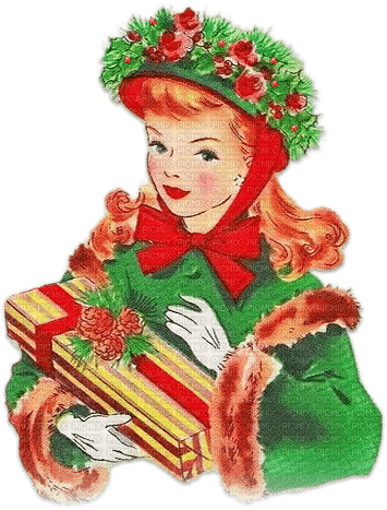 soave woman girl vintage winter christmas gift box - фрее пнг
