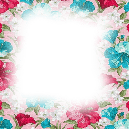 dolceluna frame flowers pink teal vintage - Free PNG
