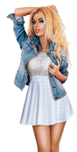 Woman Jeans Blue White - Bogusia - 無料png