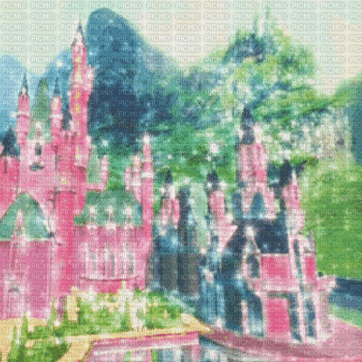 Pink Castle Background - Darmowy animowany GIF