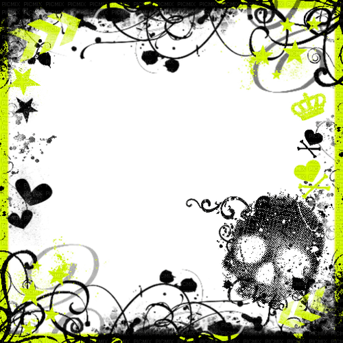 Emo Skull Frame yellow - 免费PNG