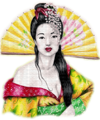 oriental woman fan bp - Free PNG