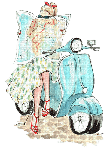 Vintage woman travel - png gratis