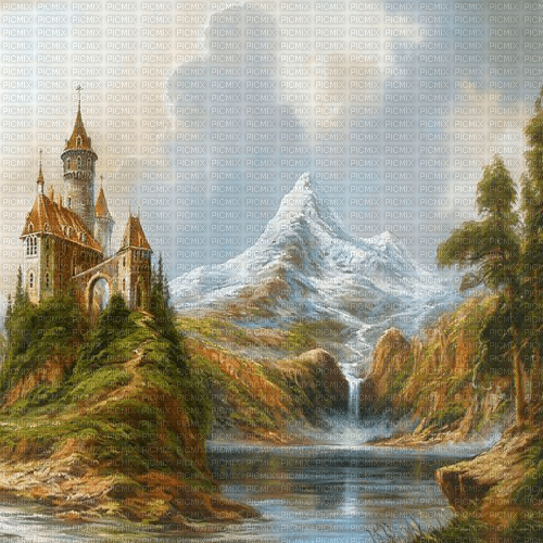 Y.A.M._Fantasy landscape castle background - безплатен png