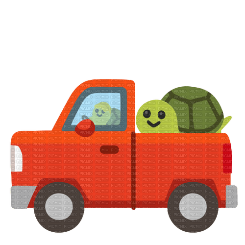 Truck with turtles emoji - png grátis