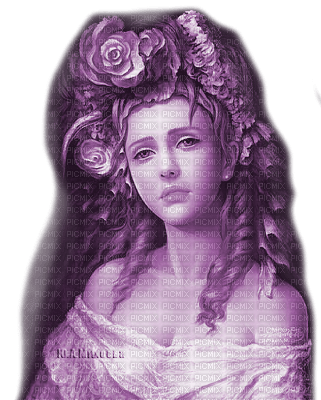 Y.A.M._Vintage Fantasy woman girl purple - бесплатно png