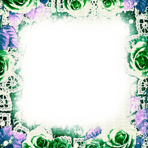 Green/Purple Roses Frame - By KittyKatLuv65 - bezmaksas png