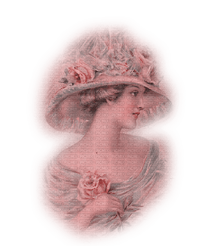 dolceluna pink woman vintage hat roses flowers - png ฟรี