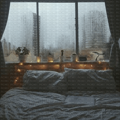 room raum espace chambre window fenster  fenêtre gif image rain anime animated fond background living - GIF animasi gratis