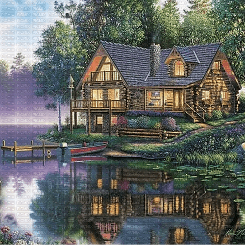 lake house landscape - Free PNG