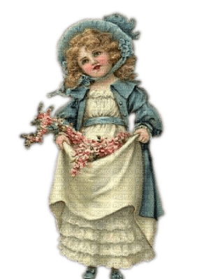 Blumenmädchen, Vintage - zdarma png