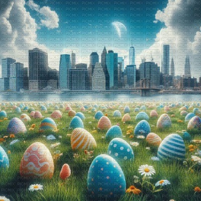 Easter Egg Field & Cityscape - besplatni png