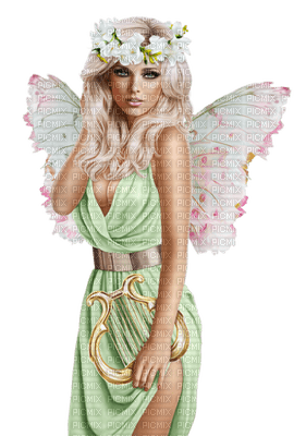 woman femme frau beauty tube human person people ange angel fee elf fairy green spring fantasy - png gratis