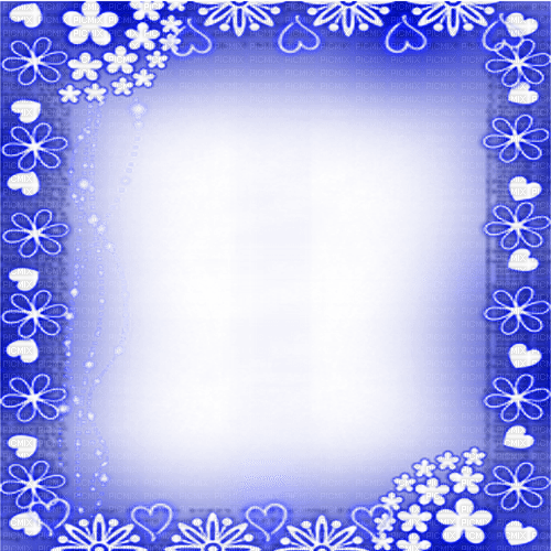 Frame.Flowers.Hearts.White.Blue - zdarma png