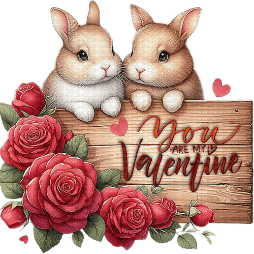 ♡§m3§♡ vday rabbit couple love image red - kostenlos png
