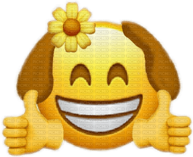Emoji smiling face dog ears thumbs up flower - zadarmo png