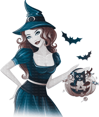 soave woman halloween witch fashion cat pumpkin - Free PNG