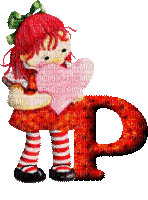 Kaz_Creations Alphabets Girl Heart Letter P - GIF animado gratis