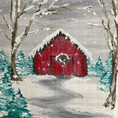 kikkapink background forest cottage winter - Bezmaksas animēts GIF