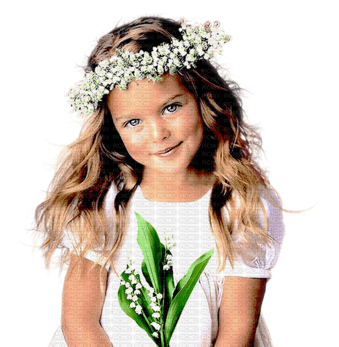 Child with Lily of the Valley/ enfant avec Muguet - ilmainen png