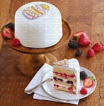 tranche de gâteau chocolat et fraise - zdarma png