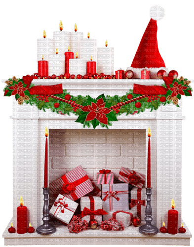 Fireplace.White.Green.Red - 免费PNG