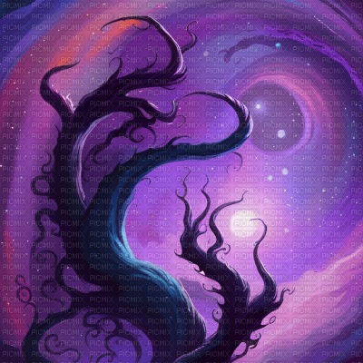 Purple Night Sky and Tree - 無料png