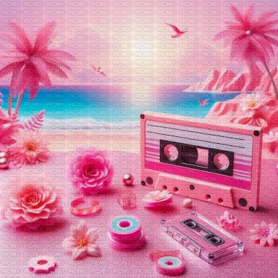 Pink 90s Beach - Free PNG