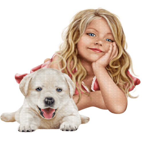 flicka-barn -hund---girl-child-dog - PNG gratuit