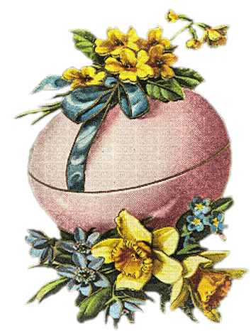 pascua  huevo rosa flores amarillas dubravka4 - PNG gratuit