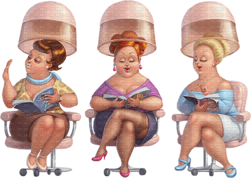 kvinnor hos frisören-- women at the hairdresser - png ฟรี