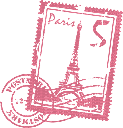 Paris Stamp  Pink - Bogusia - png gratis