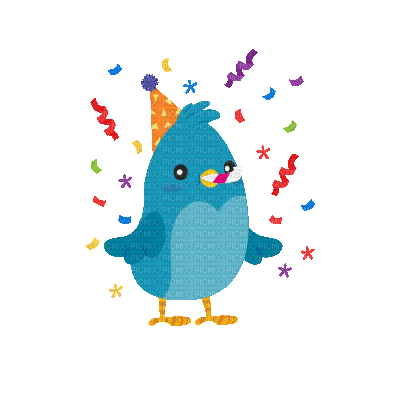 Bird.Oiseau.Birthday.Party.gif.Victoriabea - Bezmaksas animēts GIF