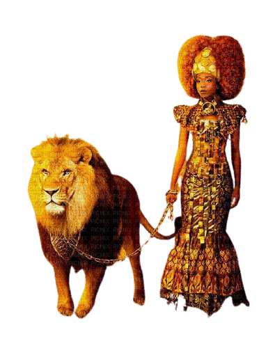 kikkapink woman african lion png tube - PNG gratuit