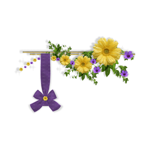 border frame yellow purple flowers - zadarmo png