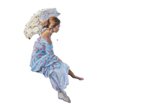 kikkapink vintage woman summer umbrella - 免费PNG