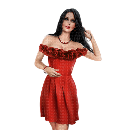 kikkapink spring red summer woman fashion dress - безплатен png