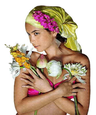 lady flowers fleurs - PNG gratuit